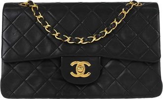 Chanel Timeless - Classic Double Flap Leather Black Leather Handbag (Pre-Owned)