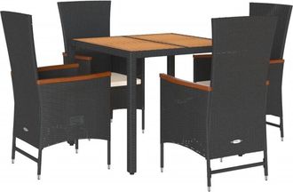 vidaXL Set De Muebles Jard&iacute;n 5 Pzas Con Cojines Rat&aacute;n Sint&eacute;tico Negro Vidaxl