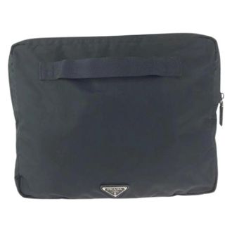 Prada Pre-owned Bags, female, Black, Size: ONE SIZE Pre-owned Tessuto Nylon Clutch Bag