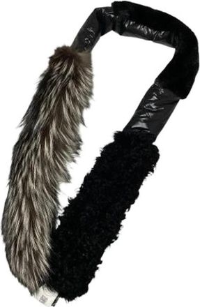 Moncler Pre-owned Sciarpa Mixed Fur Down Scarf - Dames - Vintage Accessoires - Zwart - ONE Size - Vintage