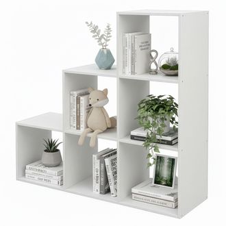 Relaxdays Relaxdays Estanter&iacute;a Escalonada, 6 Compartimentos, 97,5 X 97,5 X 29 Cm, Para Techos Inclinados, Sal&oacute;n, Separador, Blanco
