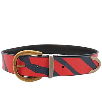 Roberto Cavalli Mens Jasper / Indigo Zebra Print Belt, Brand Size 90 CM
