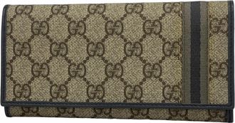 Gucci Brown Gray Pvc Long Wallet (Bi-Fold) (Pre-Owned)