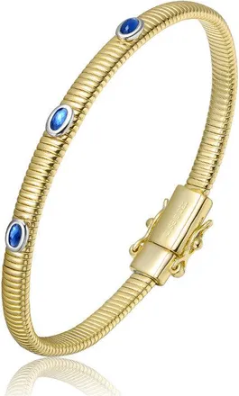 Rachel Glauber 14K Gold Plated with Colored Cubic Zirconia Bangle Bracelet