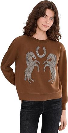 AllSaints Luck Pippa Sweat Womens Sweatshirt Cognac Brown : SM, Cotton