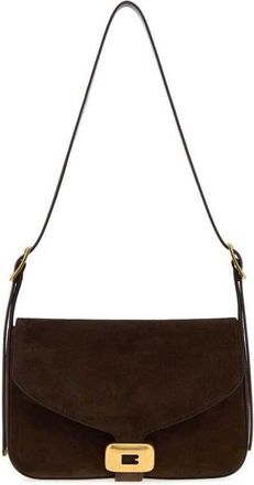 Balenciaga Dark Brown Suede Medium Clicca Shoulder Bag Muscade Borse A Mano