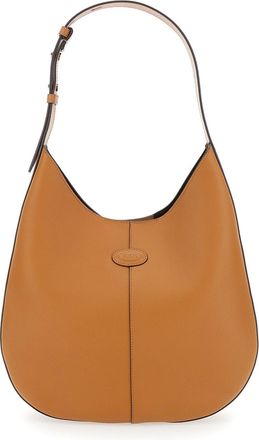 Tod's Brown Hobo Bag With Contrasting Edges In Leather Woman