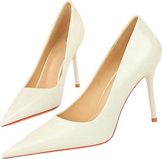 Generic Womens Glossy Leather High Heel Pumps Wedding Bridal Classic Dress Prom Shoes White