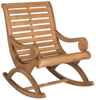 Safavieh Silla lounge exterior en madera de eucalipto marr&oacute;n