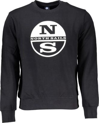North Sails Zwarte Katoenen Trui met Print Logo - Heren - Sweatshirts - Zwart - XL - Katoen - Hoodies & sweatvesten