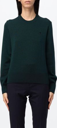 Ami Maglia girocollo slim fit in pura lana merino con logo Ami de Coeur