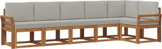 vidaXL Conjunto De Sof&aacute;s De Exterior 6 Uds. Natural Y Gris Claro Vidaxl