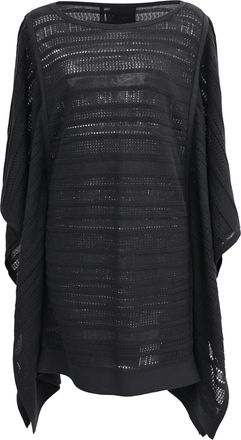 H&eacute;rve L&eacute;ger Amiee Knitted Poncho Mini Dress in Black Cotton