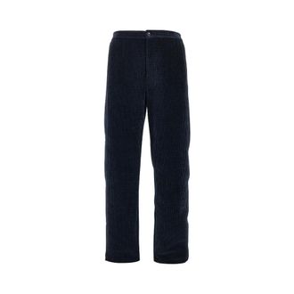 Emporio Armani Geribbelde Chenille Broek - Heren - Broeken - Blauw - Maat: S Poliester