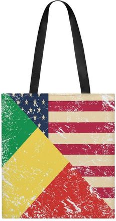 Generic U.S. And Congo Vintage Flag Womens Tote Casual Shopping Bag Lightweight Shoulder Bags Hobos Handbag for Work Travel Daily 35x40cm