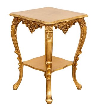 Biscottini International Mesa Panchetto En Acabado De Pan De Oro Antiguo Made In Italy