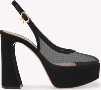 Gianvito Rossi Chopine Slingback in Black Suede And Plexi at Nordstrom, Size 40.5
