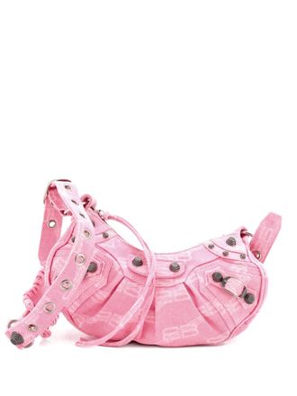 Balenciaga Le Cagole Giant Studs Shoulder Bag BB Denim XS hobo bag - Roze