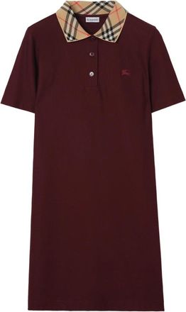 Burberry Polo Jurk met Kraag - Dames - Korte kleedjes - Rood - L - Katoen - Kleedjes