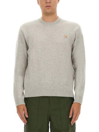 Maison Kitsun&eacute; Light Grey Logo Sweaters