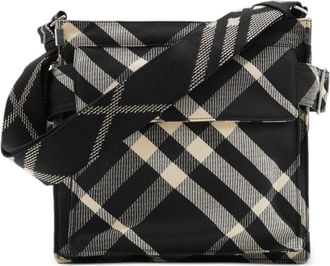 Burberry Trench checked crossbody bag - men - Cotton/Polyester/Cotton/Polyester - One Size - Black