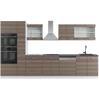 Vicco Mueble De Cocina R-line, Precioso Gris/blanco, 350 Cm Con Armario Alto, Et Antracita