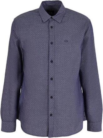 A|X Armani Exchange Polka Dot Shirt - Heren - Casual Overhemden - Blauw - S - Katoen - Overhemden