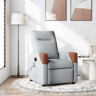 vidaXL Vidaxl - Sill&oacute;n Reclinable De Masaje De Tela Gris Claro