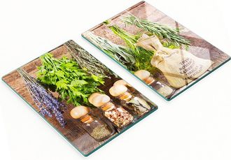 OEM Tablas De Servir De Cristal Para Cocina Con Decoraci&oacute;n De Hierbas Arom&aacute;ticas (2 X 40 X 52 Cm)