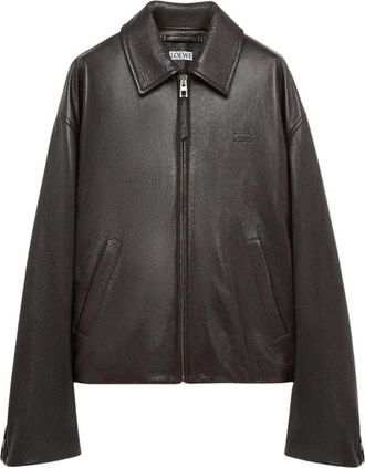 Loewe Jassen, Heren, Bruin, L, Leer, Zip-up Jacket