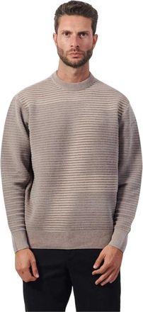 A|X Armani Exchange Gestreepte Grijze Trui - Heren - Ronde hals truien - Grijs - XL - Polyester - Truien & Vesten
