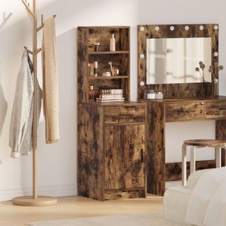 Berkfield Home Highboard in Smoked Oak, 40x41x135 cm, Made of Engineered Wood in Brown | Size: 40 x 41 x 135 cm