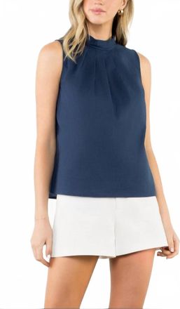 THML Clothing Lovely Mock Neck Sleeveless Top In Navy