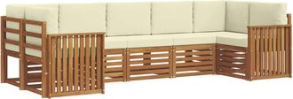 vidaXL Conjunto De Sof&aacute;s De Exterior 7 Uds. Natural Y Crema Vidaxl