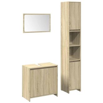 Berkfield Home 3 Piece Bathroom Furniture Set Sonoma Oak Engineered Wood in Light Brown