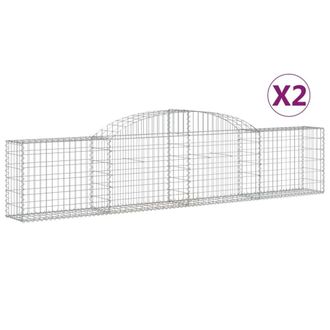 Berkfield Home Arched Gabion Baskets 2 pcs 300x30x60/80 cm Galvanised Iron in Silver