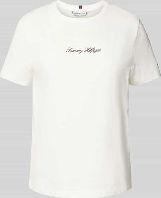 Tommy Hilfiger Regular Fit T-Shirt aus reiner Baumwolle in Ecru, Größe XXL