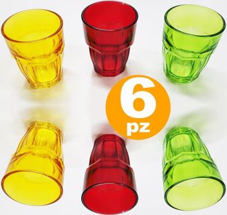 Trade Shop Trade Shop - Set 6 Bicchieri Costa Sweet Colorati Vetro Bevanda Caffe Liquore Chupitos Shot