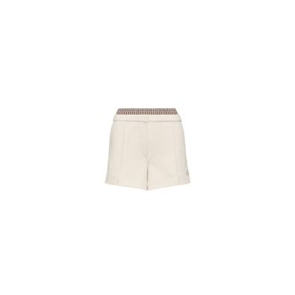 Moncler Moncler Layered-effect Vichy Cotton Blend Shorts, Women, White, Size: Xl