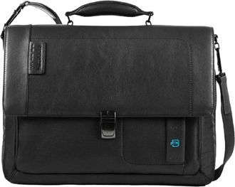 Piquadro Laptop Bags & Cases, unisex, Black, ONE SIZE, Flap-over Expandable Computer Bag 15