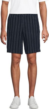 Lands End 7 Classic Fit Linen Cotton E-Waist Short in Navy/ivory Broken Stripe at Nordstrom, Size X-Large