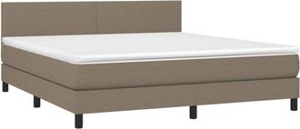vidaXL Vidaxl - Cama Box Spring Con Colch&oacute;n Tela Gris Taupe 180x200 Cm