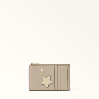 Furla Camelia Card Case M Toni Butter White Sidney Calf Leather + Patch Star Woman