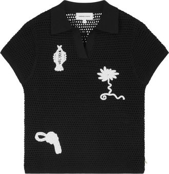 Fab By Fabienne Chapot Fin Pullover - Dames - V-hals truien - Zwart - 2XL - Leer - Truien & Vesten