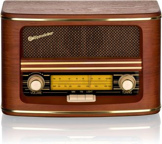 Roadstar Hra-1500n Radio Port&aacute;til Vintage Retro Fm/ Mw Anal&oacute;gica, Conectado A La Red O A Pilas, Carcasa De Madera Madera - Madera - Roadstar