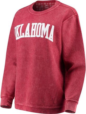 Pressbox Womens Pressbox Crimson Oklahoma Sooners Comfy Cord Vintage Wash Basic Arch Pullover Sweatshirt at Nordstrom, Size Medium