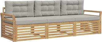 vidaXL Conjunto De Sof&aacute;s De Exterior 3 Uds. Blanco Y Gris Claro Vidaxl