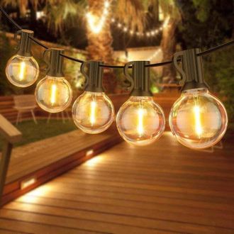 Elle Guirnalda De Luces Para Exteriores, 10 Bombillas G40 Impermeables, 3 M De Largo, Luz Blanca C&aacute;lida. Decoraci&oacute;n Para Patios, Cafeter&iacute;as, Jardines Y Fie