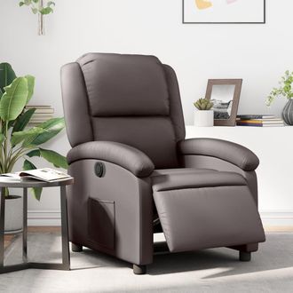 vidaXL Vidaxl - Sill&oacute;n Reclinable El&eacute;ctrico De Cuero Aut&eacute;ntico Marr&oacute;n Oscuro