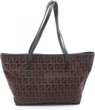 Fendi Pre-owned Tote Bags, female, Brown, Size: ONE SIZE Pre-owned Canvas Tote Bag